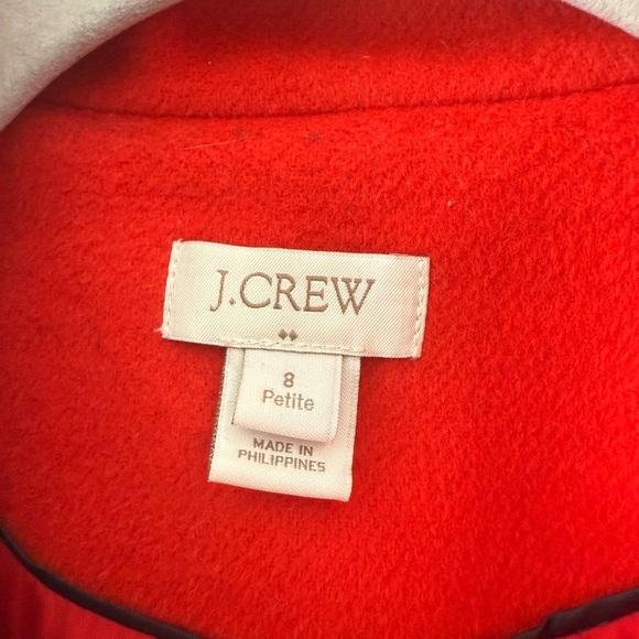J. Crew Bold Holiday Red Wool Blend Double Breasted Coat Size 8 Petite - Picture 6 of 10